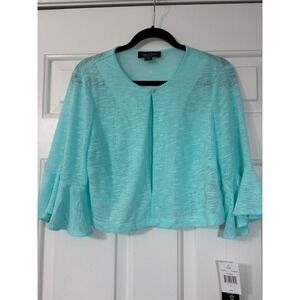 Perceptions | Bell Sleeve Cropped Shrug Bolero | Size L || Turquoise|